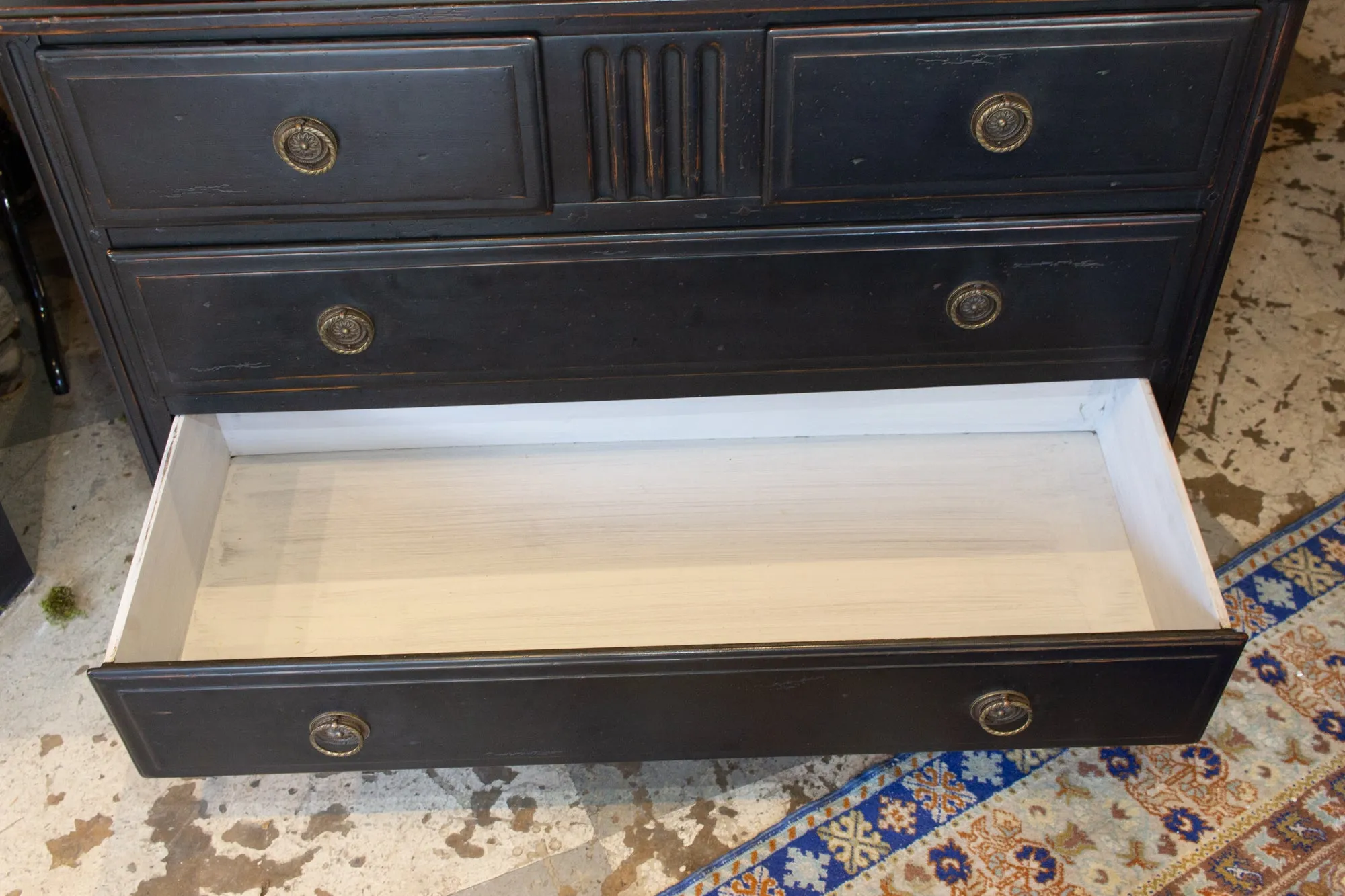 Antique French Empire Style Commode in Painted & Waxed Finish with Ring Pulls