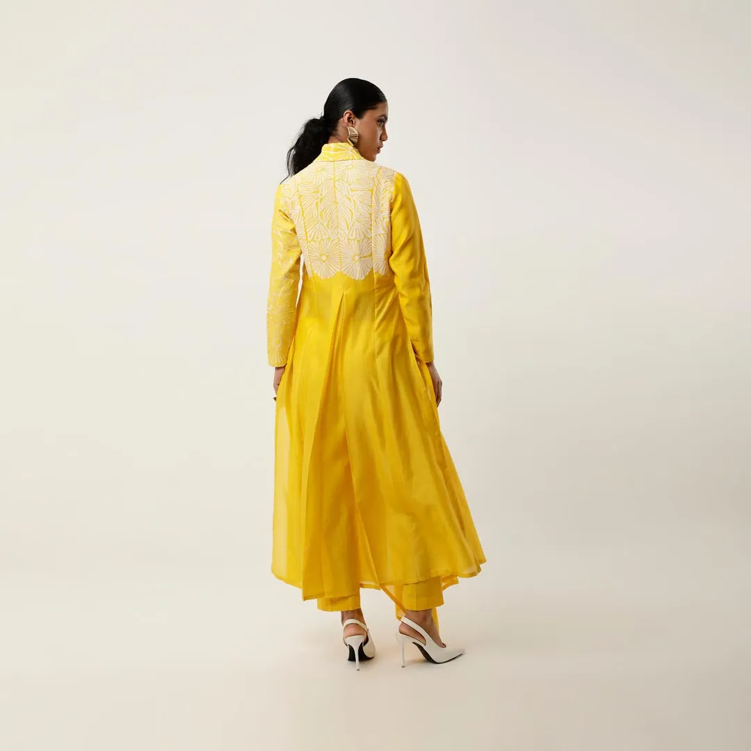 ASSYMTRICAL OVERLAP ANGRAKHA WITH CUTWORK EMB AND PANTS