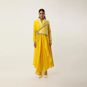 ASSYMTRICAL OVERLAP ANGRAKHA WITH CUTWORK EMB AND PANTS