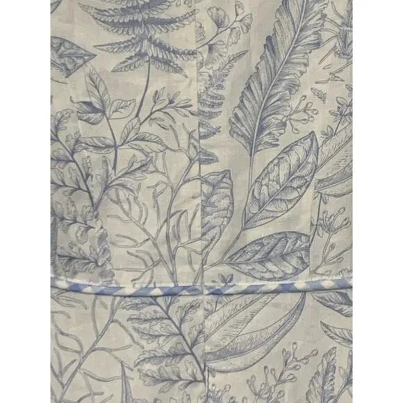 AURA sz XS Maxi Dress Linen Blend Puff Sleeve NWT Blue White Botanical Print