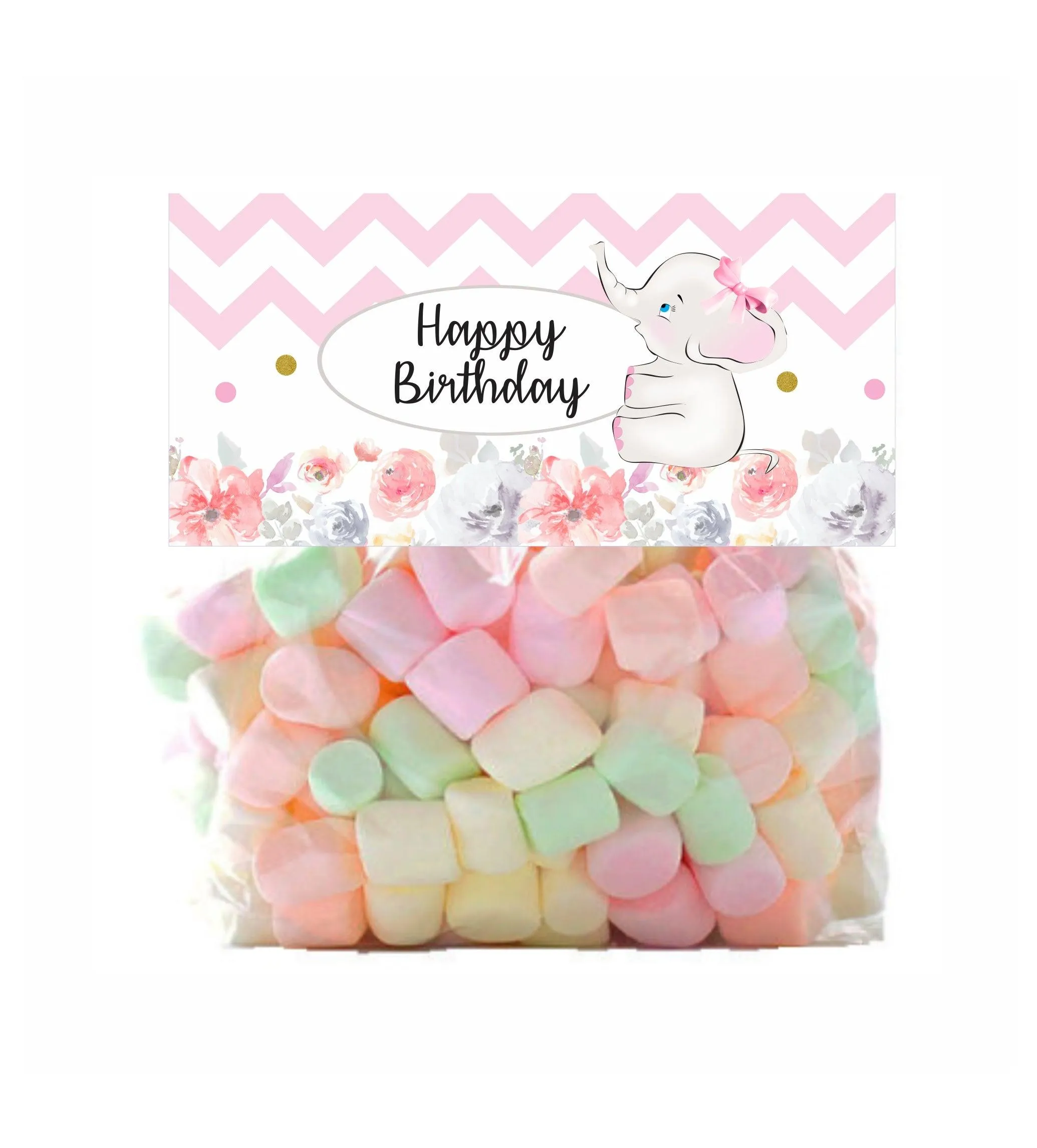 Baby Elephant Theme Treat Bag Toppers