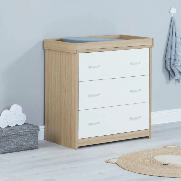 Babymore Luno Veni Chest Changer - White / Oak