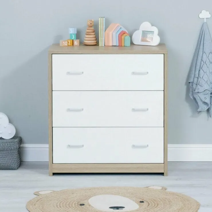Babymore Luno Veni Chest Changer - White / Oak