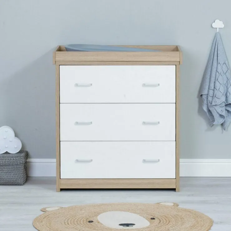 Babymore Luno Veni Chest Changer - White / Oak