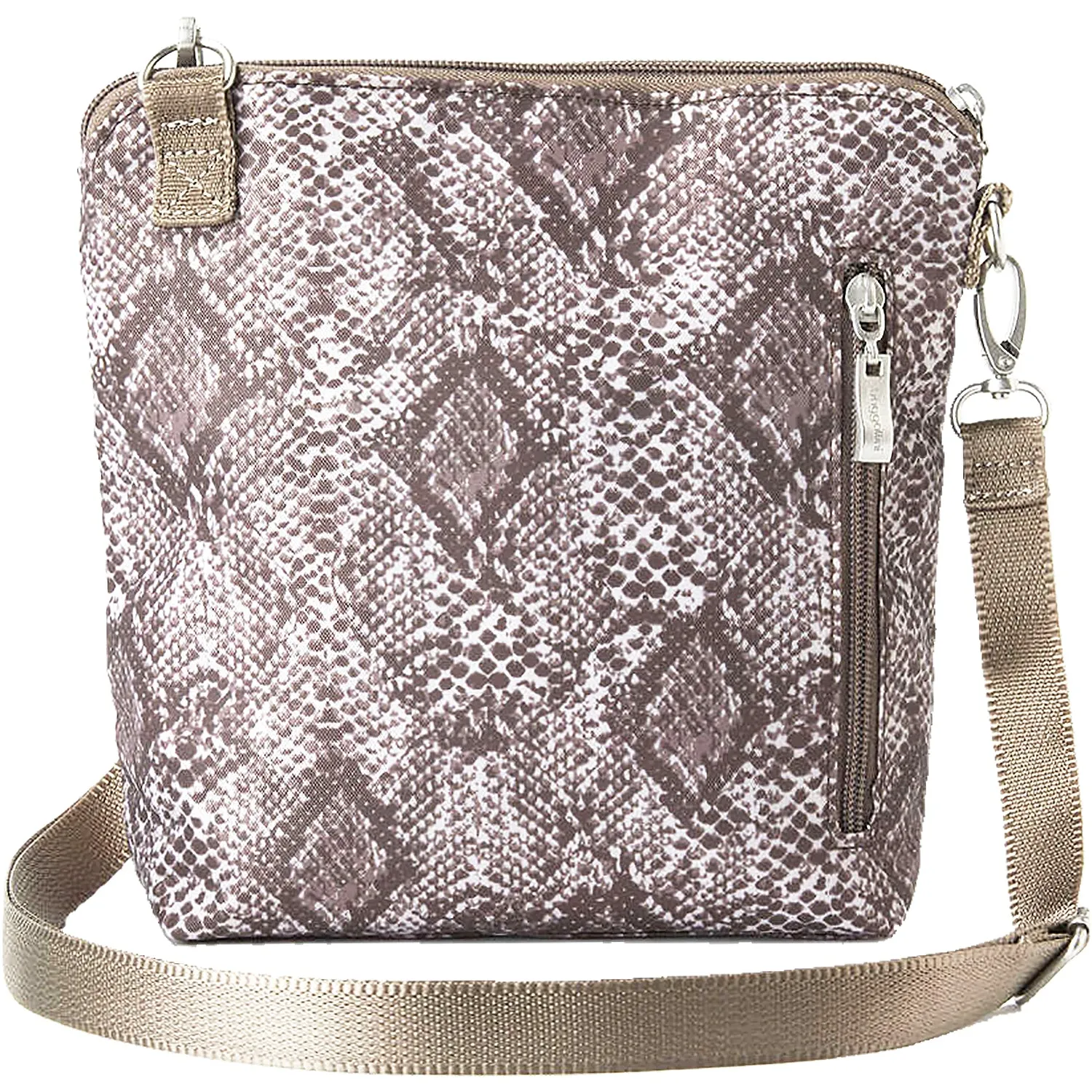 Baggallini Modern Pocket Crossbody Tan Python Nylon