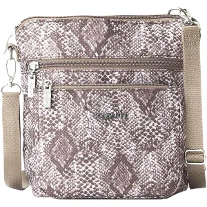 Baggallini Modern Pocket Crossbody Tan Python Nylon