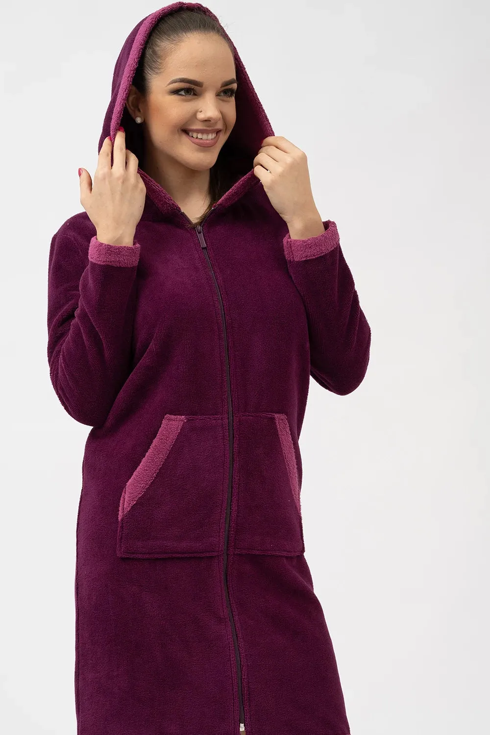 Bamboo Blend Hooded Zip-Up Robe