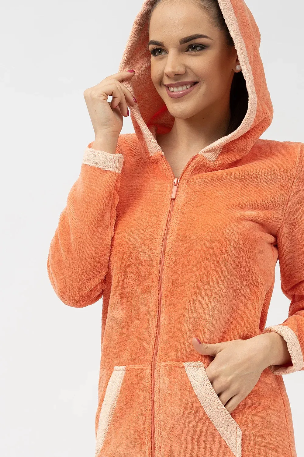 Bamboo Blend Hooded Zip-Up Robe