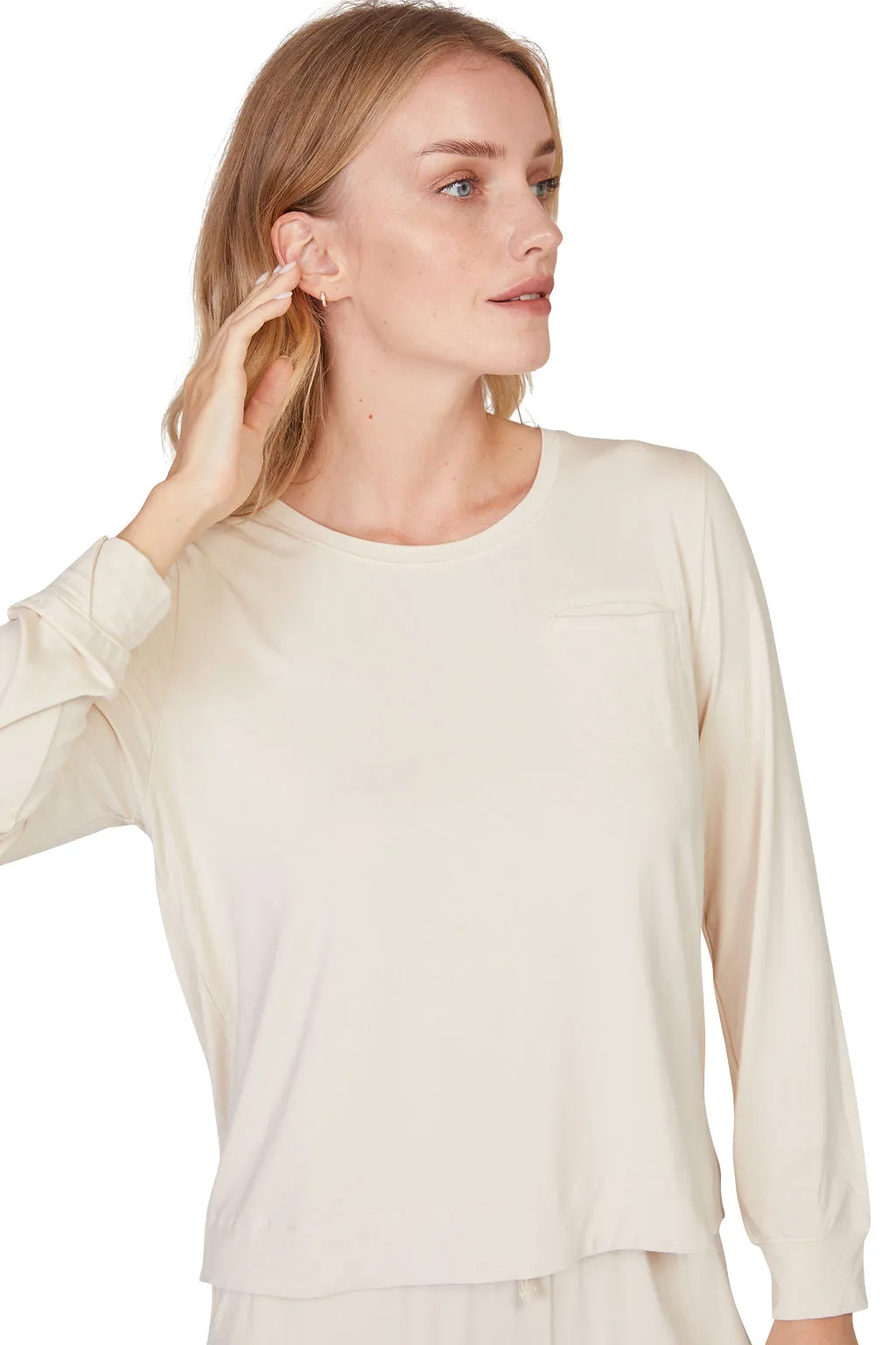 Bamboo Pleated Back Long Sleeve Shirt