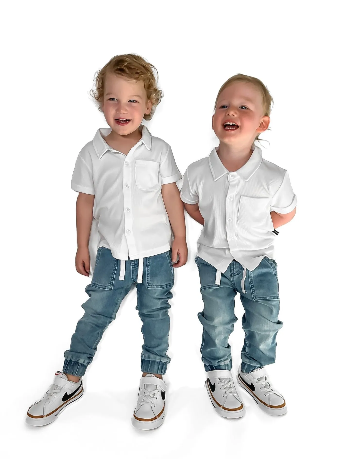 BAMBOO RIBBED BUTTON UP - WHITE
