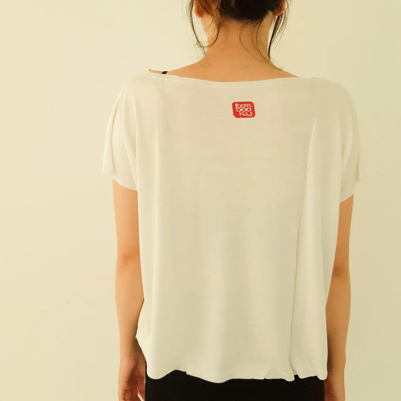Bamboo T shirt Kotak / White