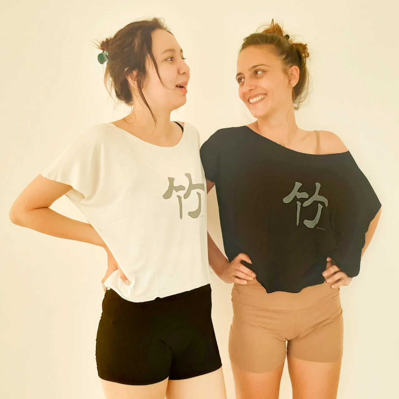 Bamboo T shirt Kotak / White