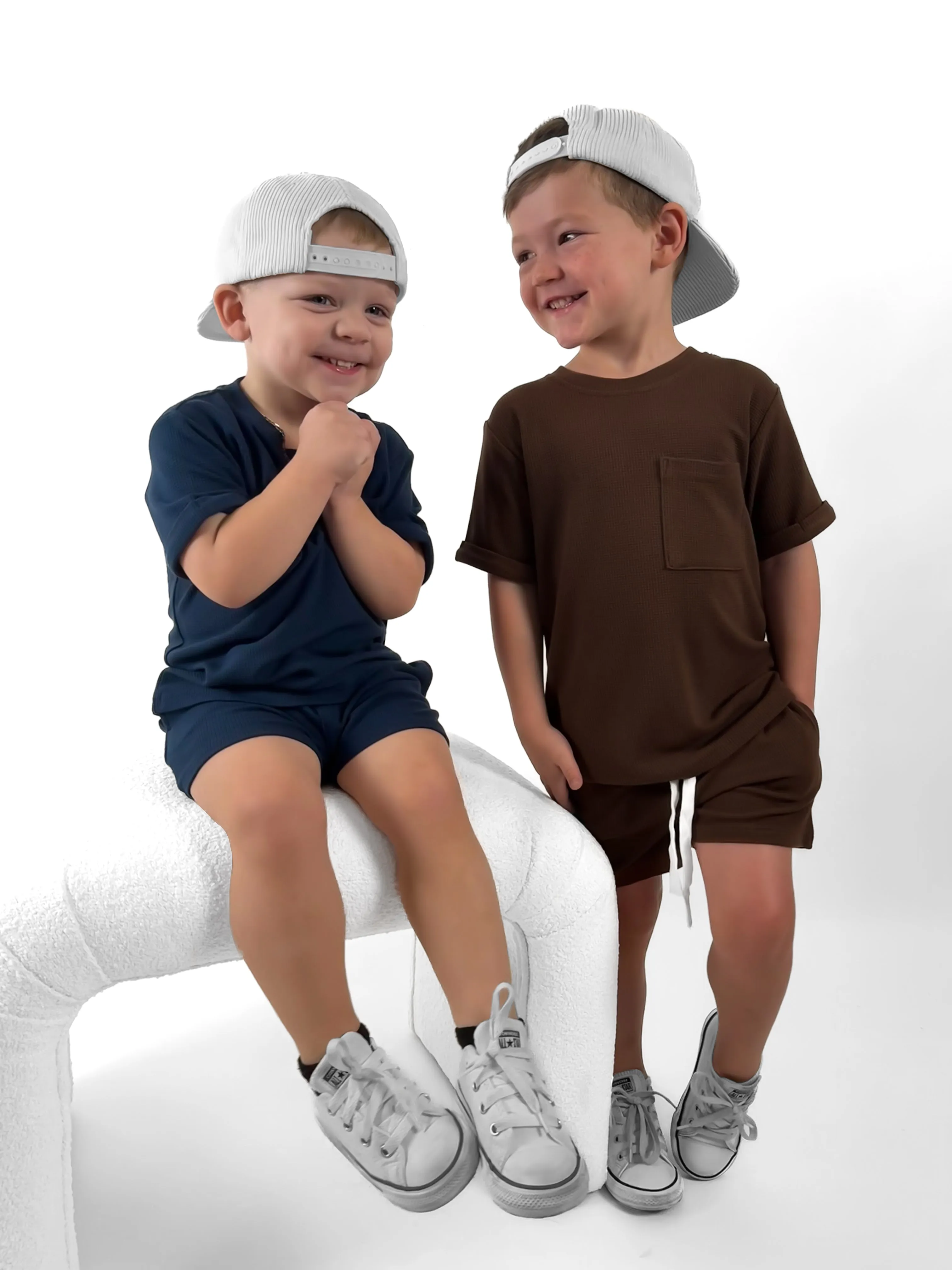 BAMBOO WAFFLE POCKET TEE - UMBER