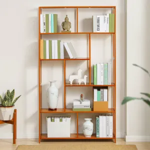 Bargersville Bamboo 5 Tiers Etagere Bookcase Staggered Bookshelf Open Book Storage Shelf Ebern Designs Size: (6 Shelves) 68.9" H x 39" W x 9.8" D