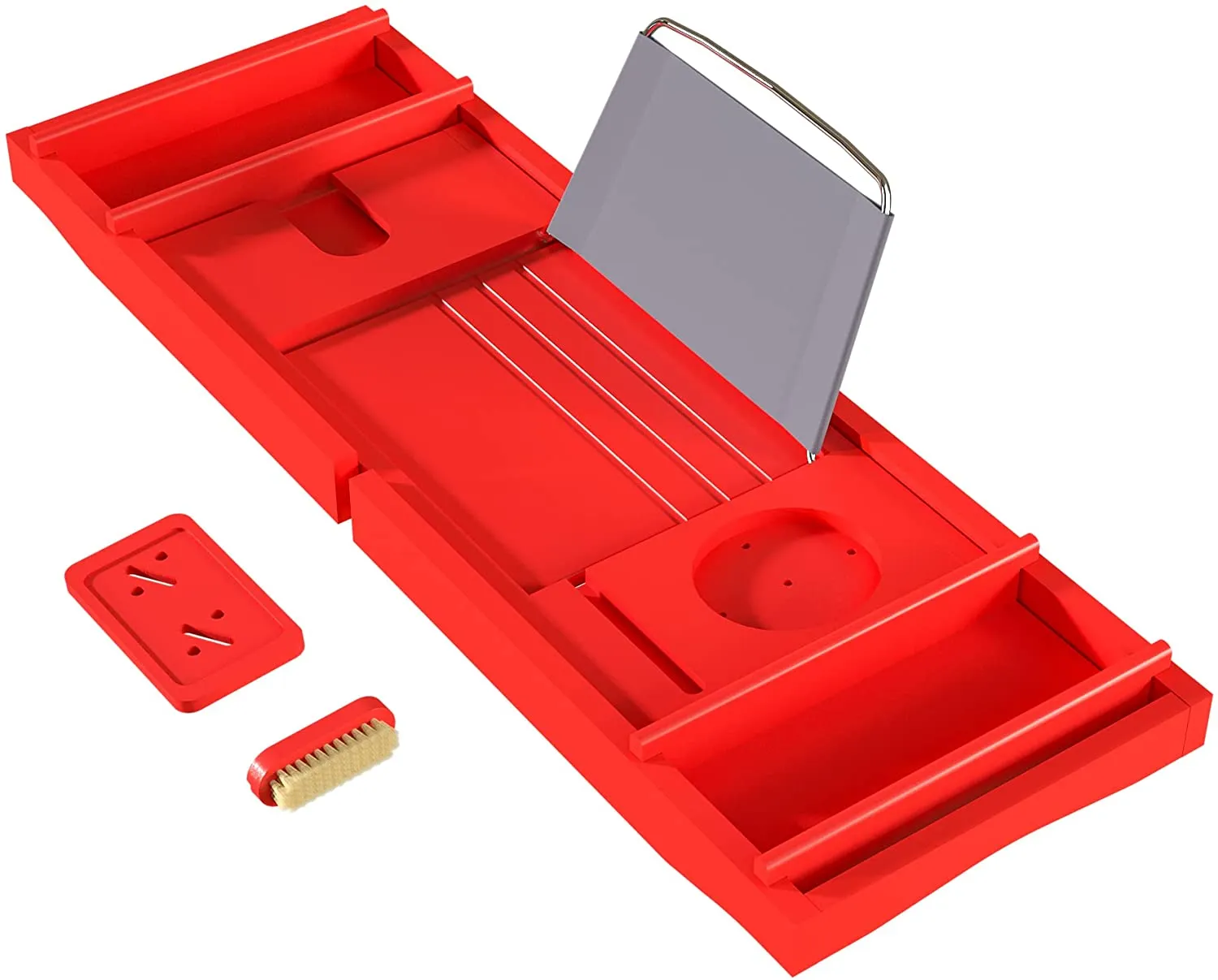 Bath Caddy Tray for Bathtub - Bamboo Adjustable Organizer Tray for Bathroom with Free Soap Dish Suitable for Luxury Spa or Reading