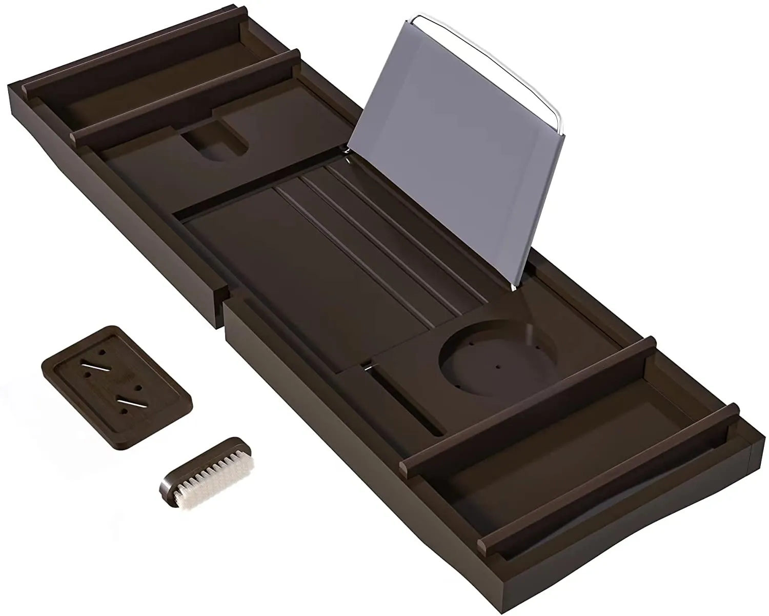 Bath Caddy Tray for Bathtub - Bamboo Adjustable Organizer Tray for Bathroom with Free Soap Dish Suitable for Luxury Spa or Reading