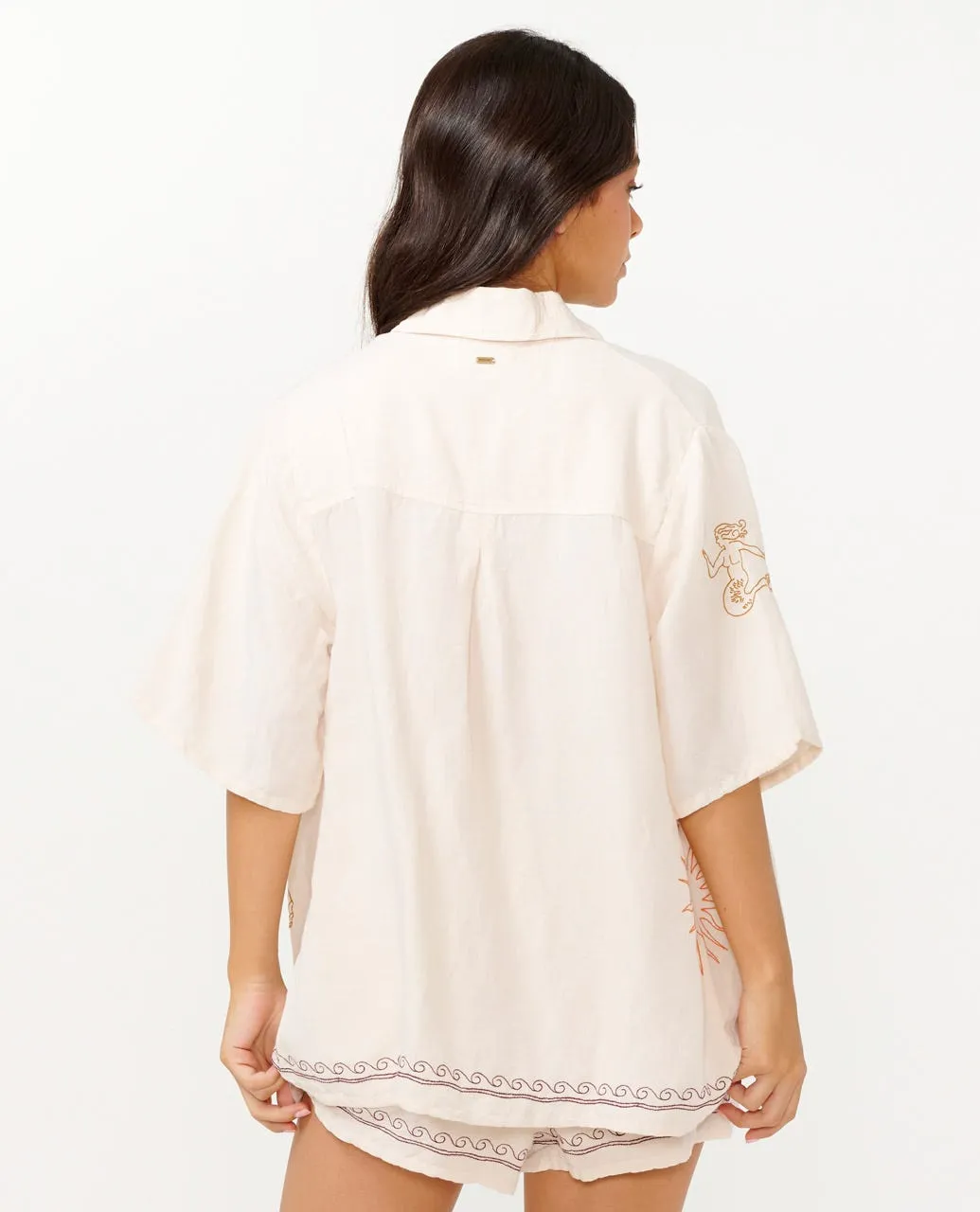 BEACH PARTY EMBROIDERED SHIRT - OFF WHITE