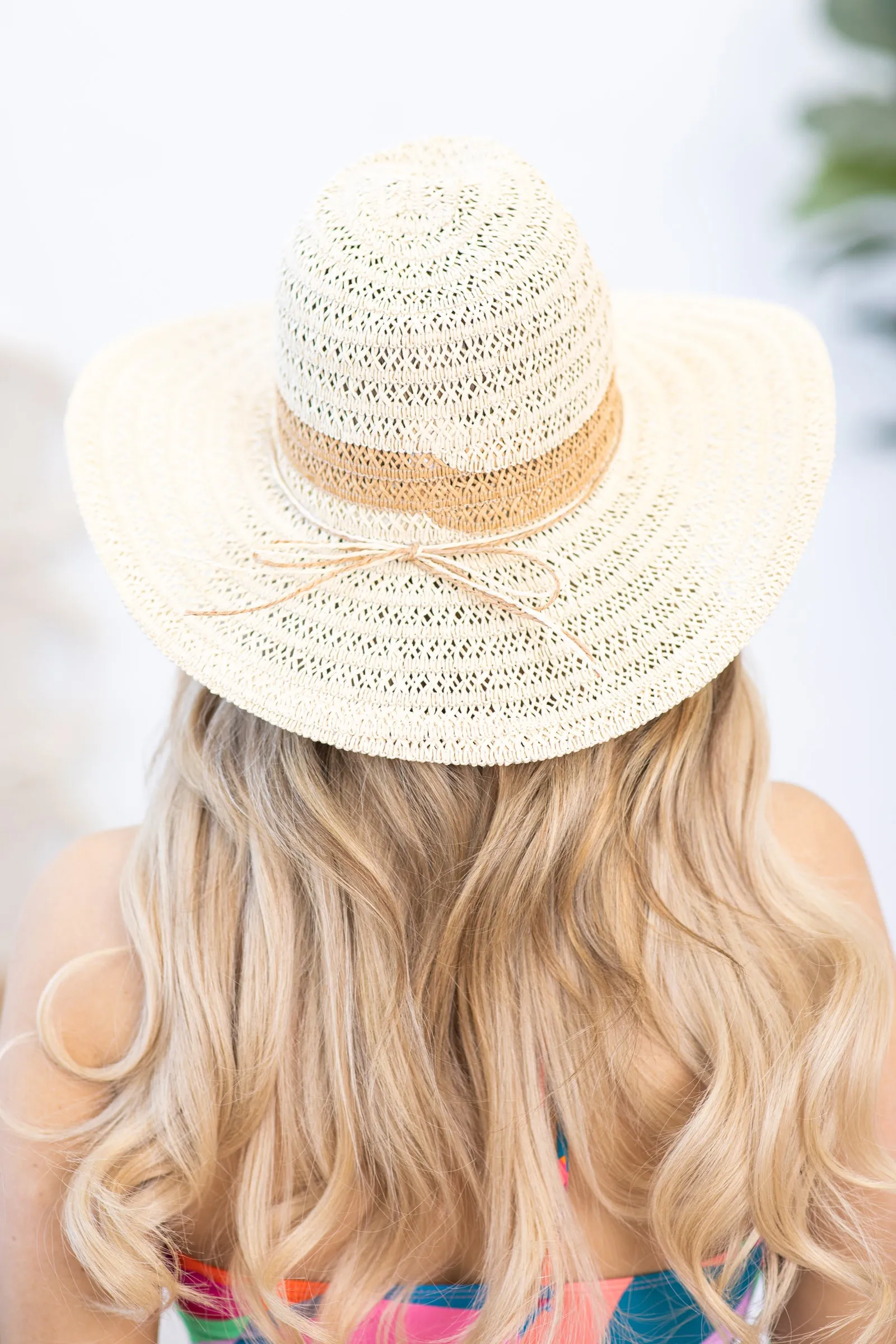 Beige Straw Braided Ribbon Strap Sun Hat