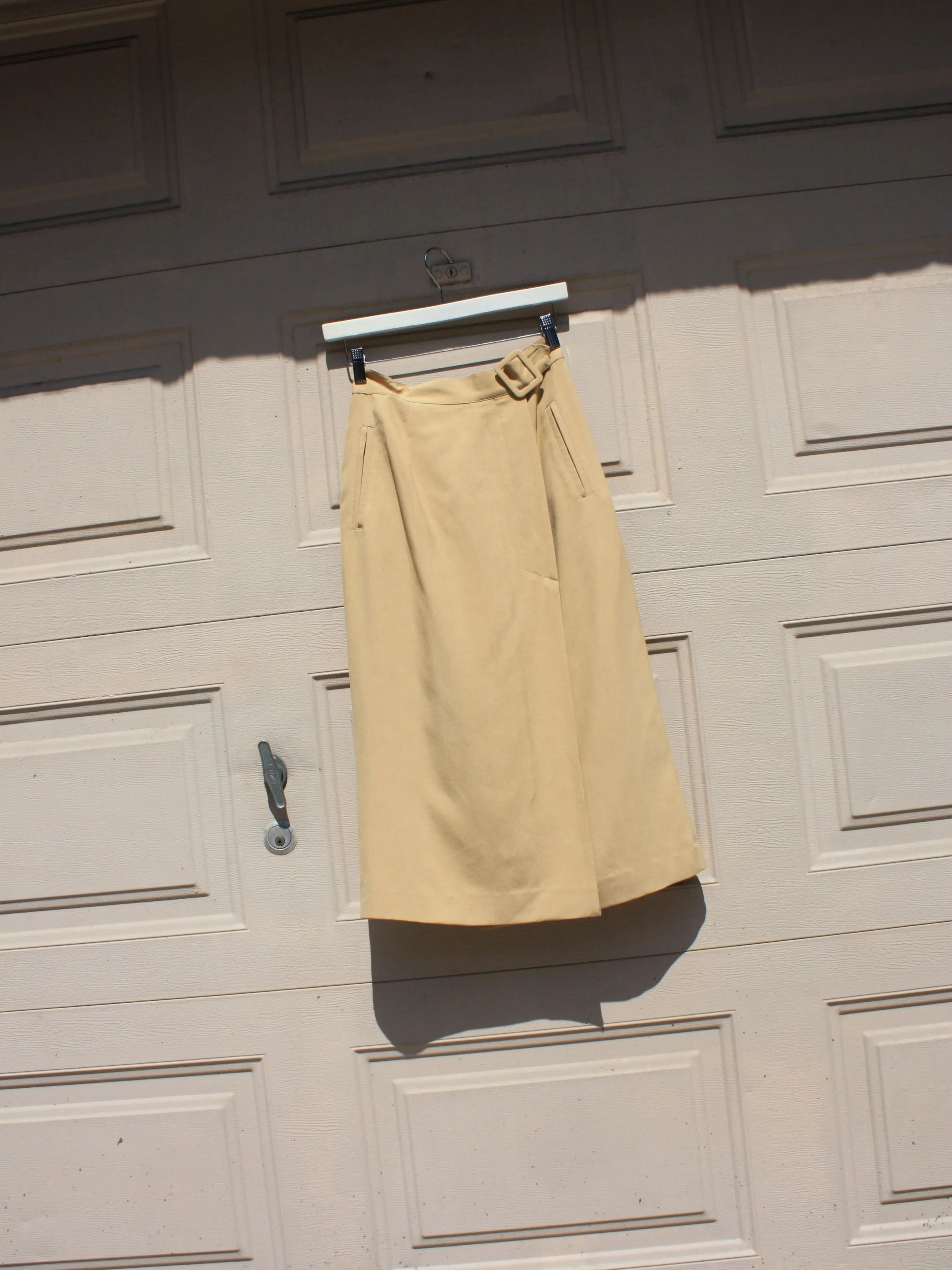 Belted Silk Midi Skirt