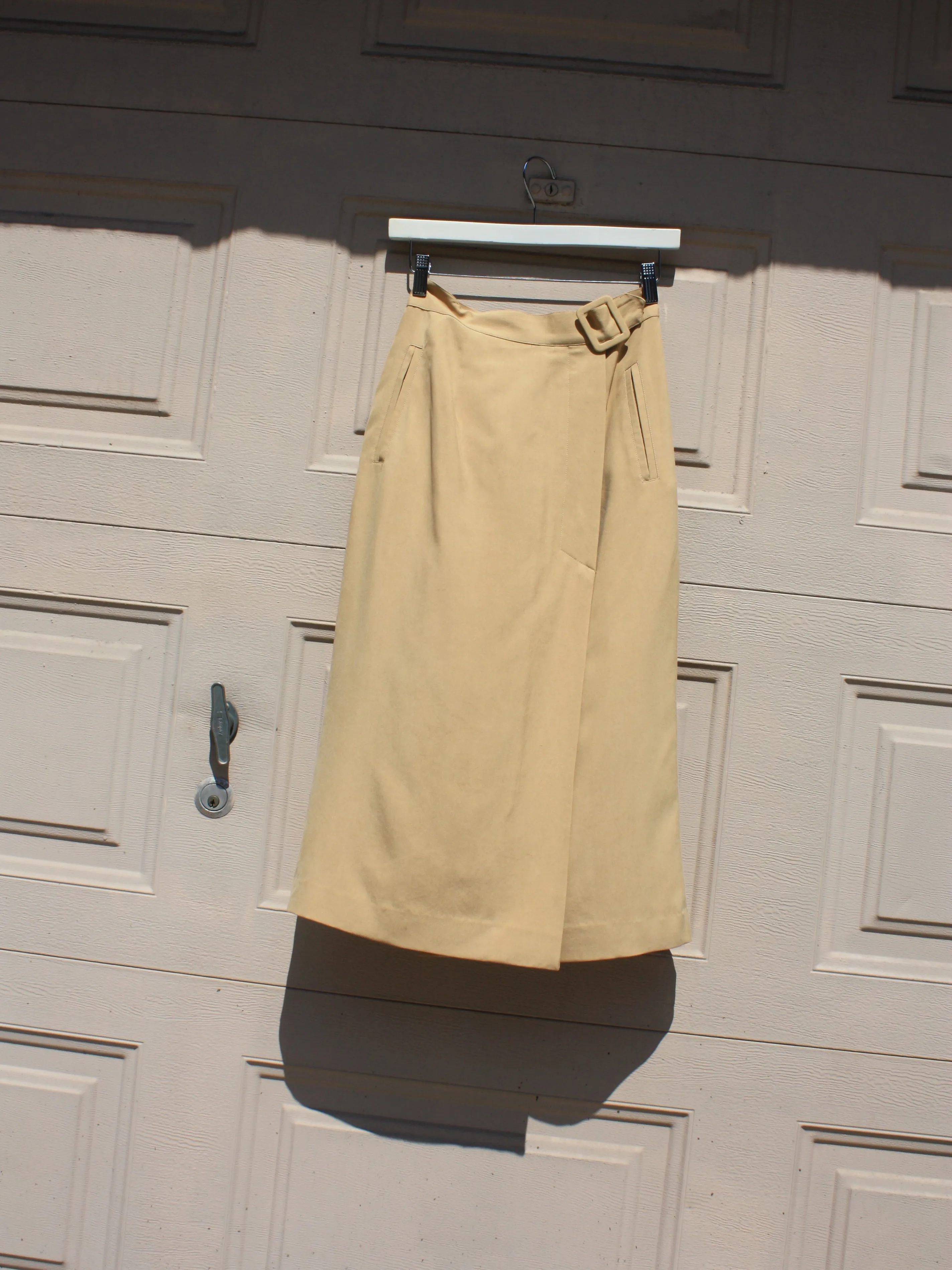 Belted Silk Midi Skirt