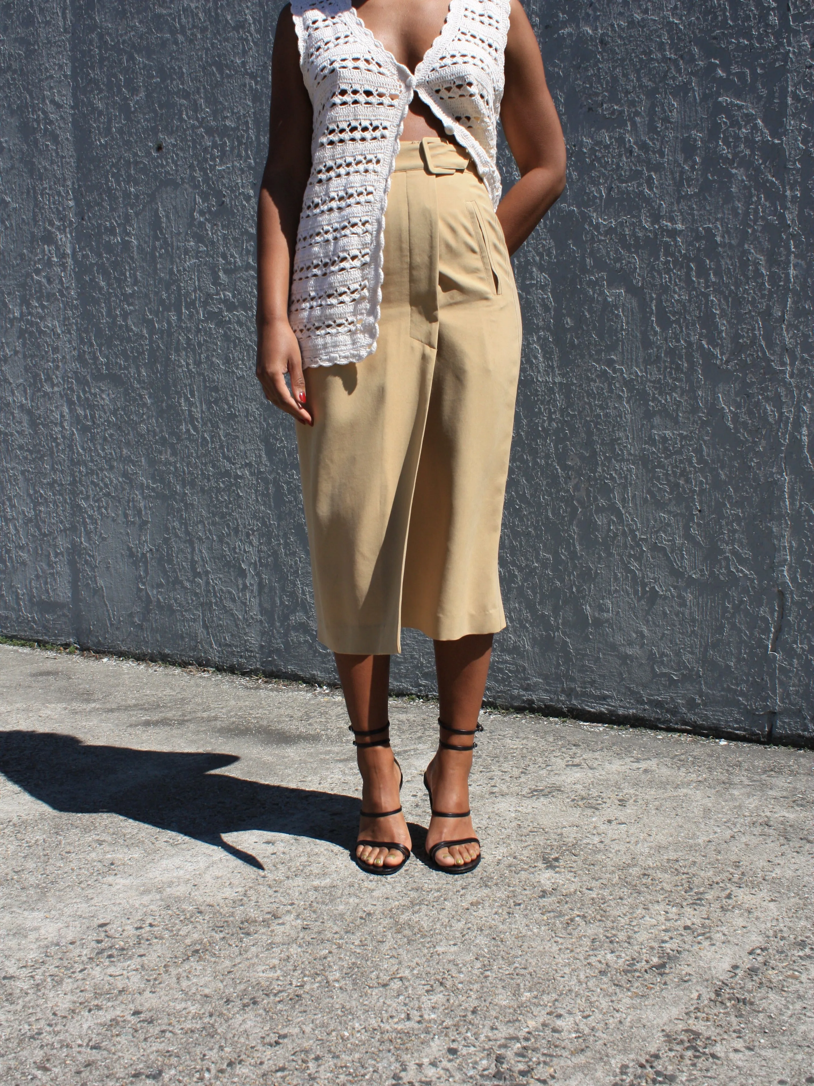 Belted Silk Midi Skirt