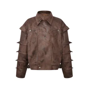 Birth Of Royal Child Suede Knight Armor Jacket Brown