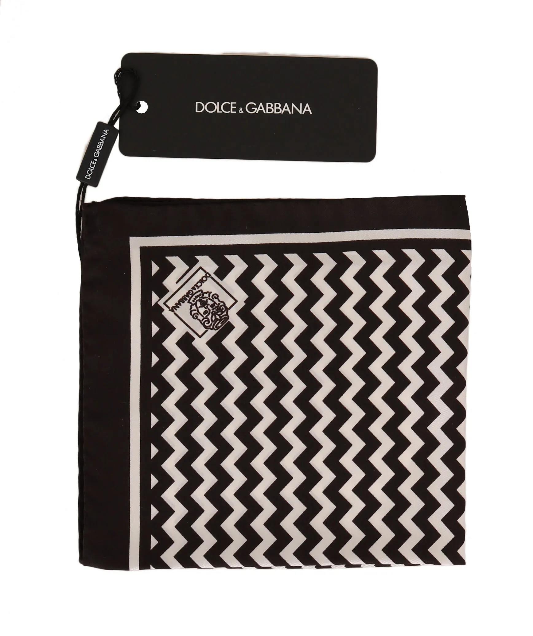 Black White Silk Pochette Square Pocket Handkerchief