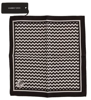 Black White Silk Pochette Square Pocket Handkerchief