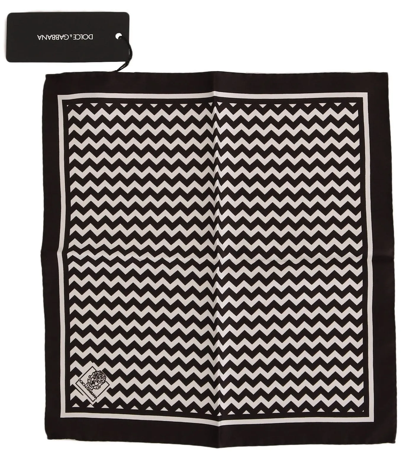 Black White Silk Pochette Square Pocket Handkerchief