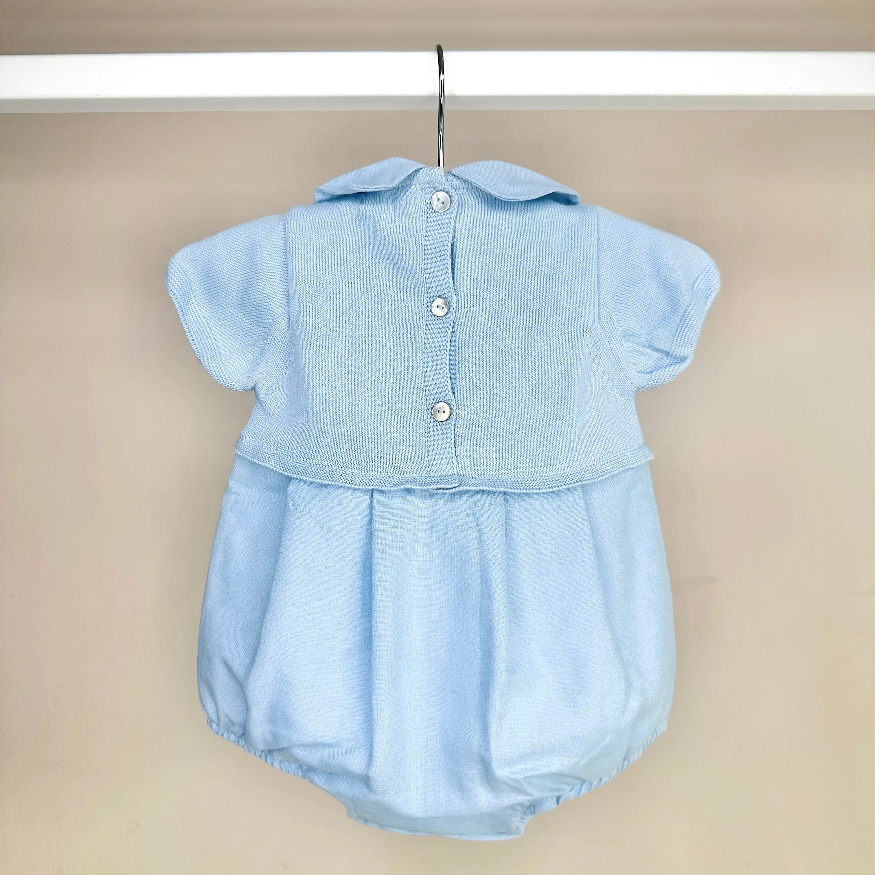 Blue Half Knit Romper