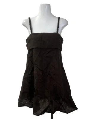 Brown Braided Strap Romper Dress