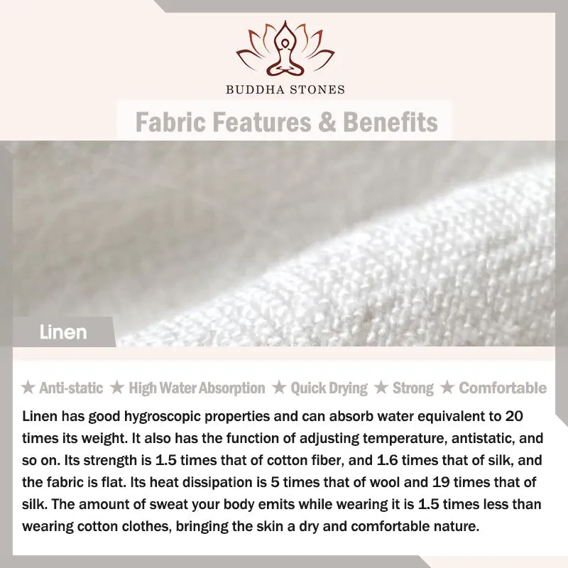 Buddha Stones Smiple Jacquard Pattern Long Sleeve Cotton Linen Women's Midi Dress With Pockets