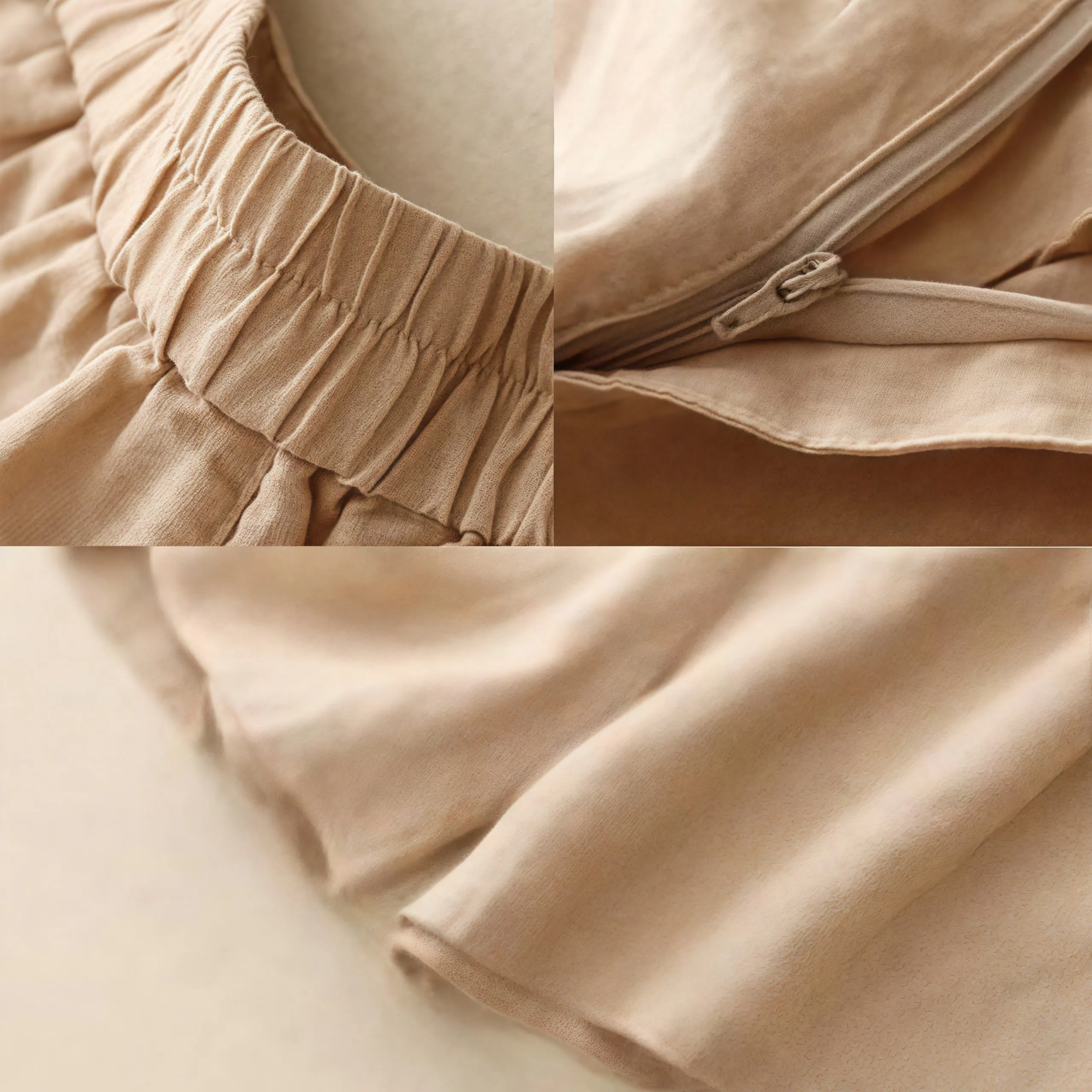 Buddha Stones Summer Casual Embroidery Flower Pleated Zipper Button Cotton Linen Women's Shorts With Pockets