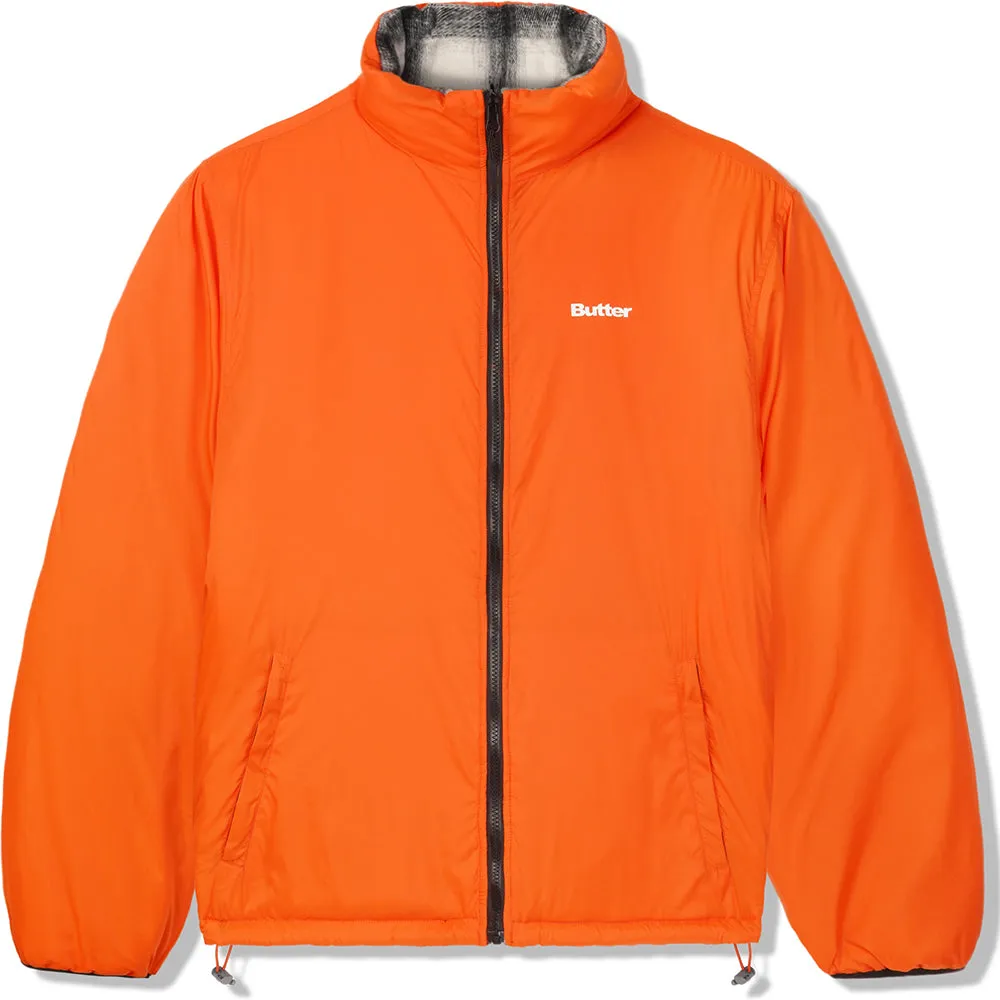 Butter Goods Reversible Plaid Puffer Jacket White/Orange