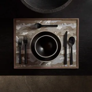 Camo Placemat with Suede Trim - Desert Camo/Natural