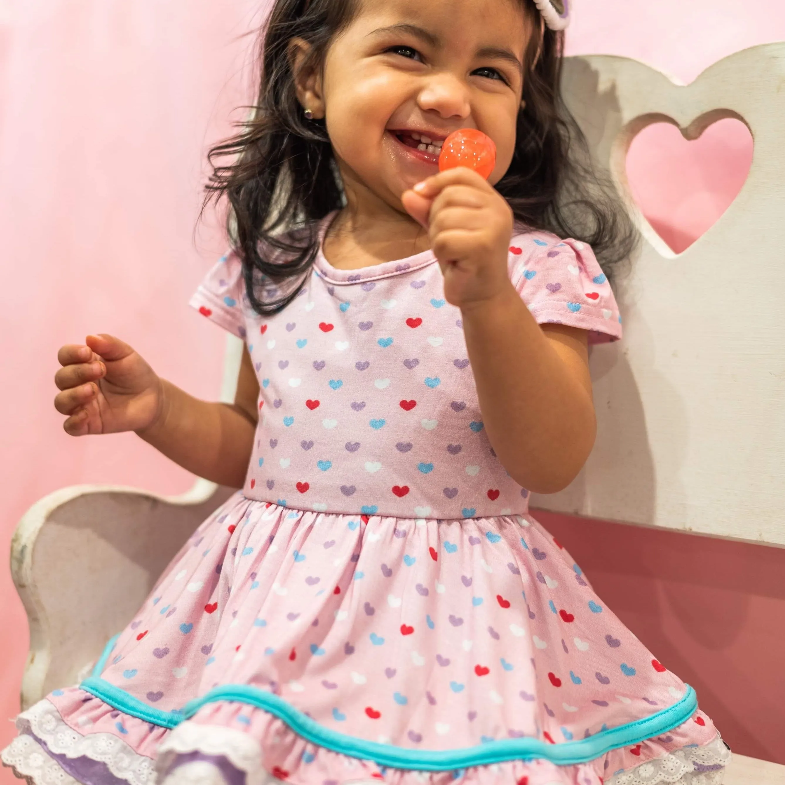 Candy Hearts Ruby Twirl and Skirted Romper