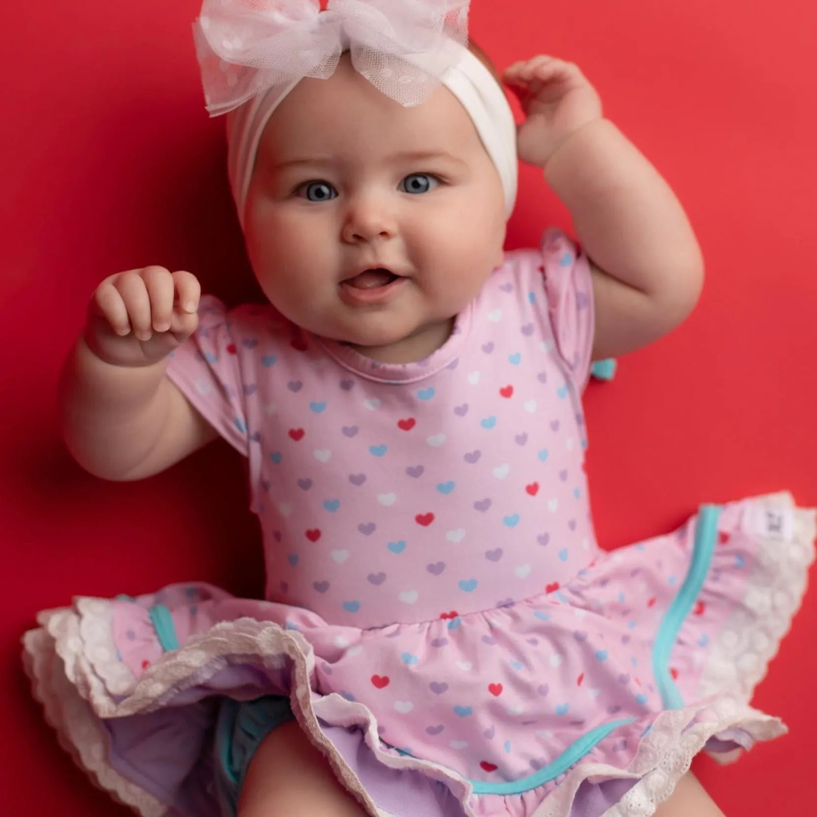 Candy Hearts Ruby Twirl and Skirted Romper