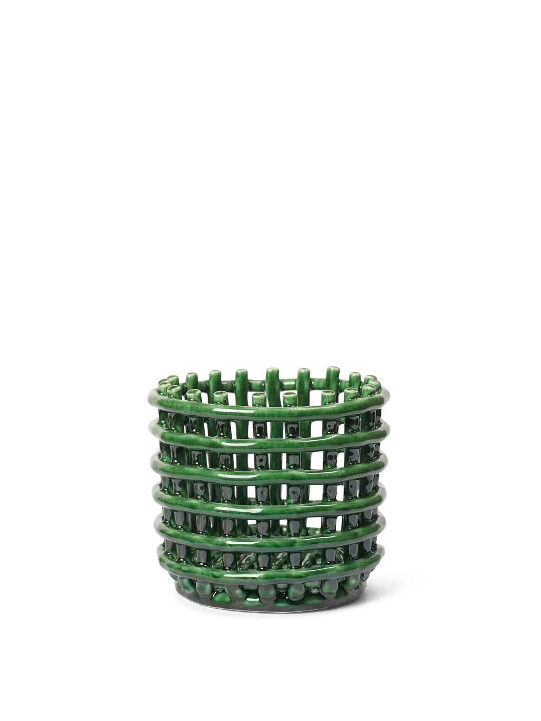 Ceramic Basket Small - Emerald Green