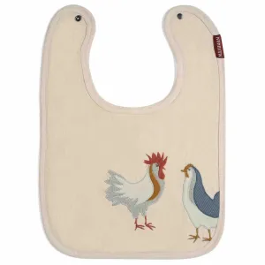 Chicken Appliqué Organic Linen Two-Layer Bib