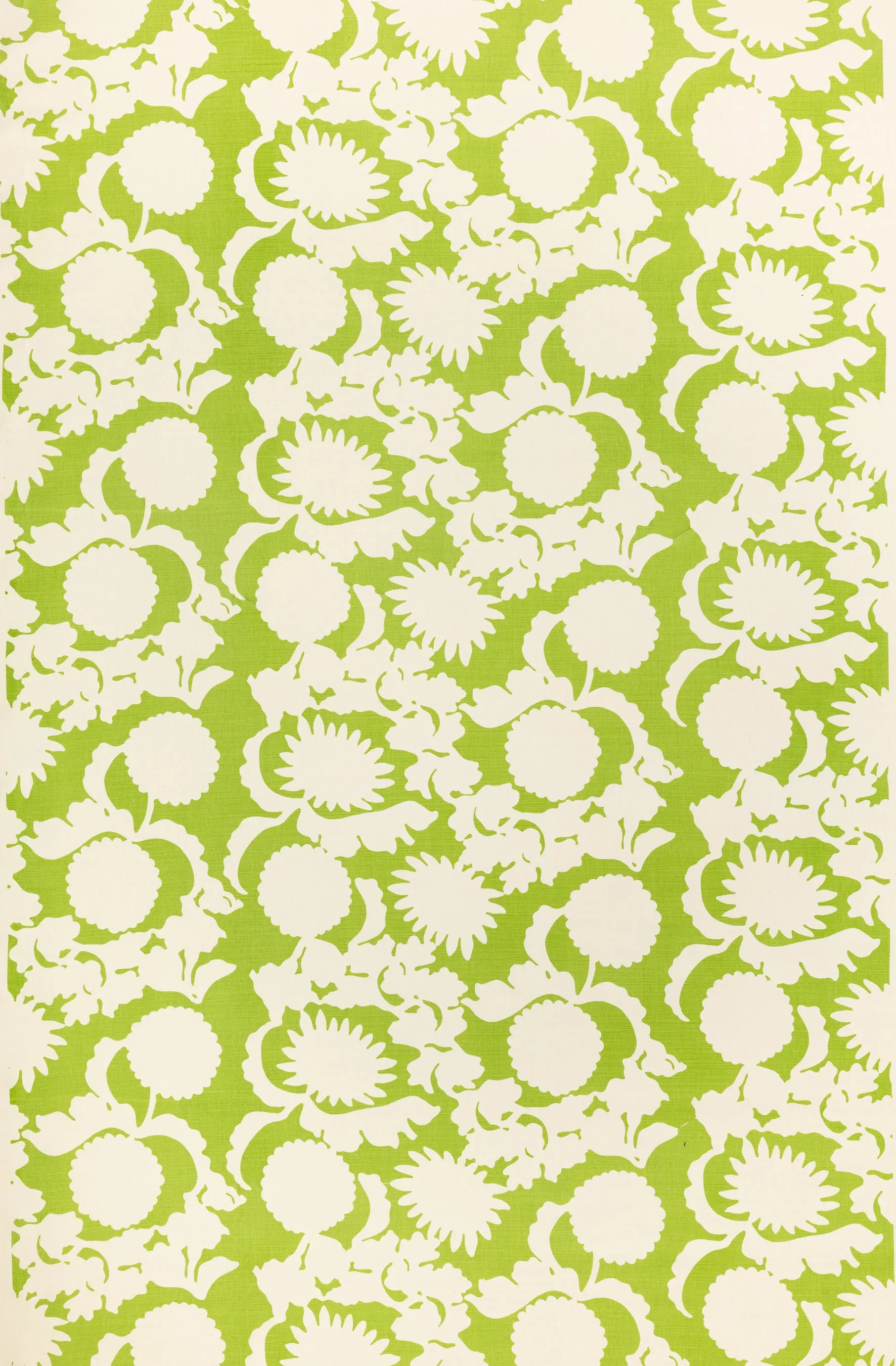China Seas Fabric: Flora Background - Custom Jungle Green on Tinted Belgian Linen / Cotton