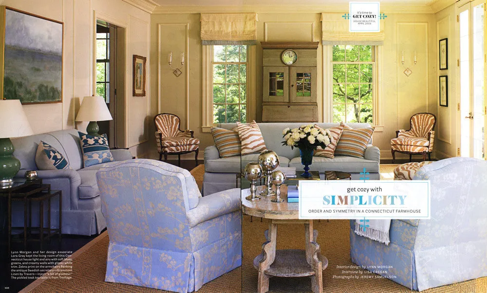 China Seas Fabric: Hawthorne - Custom French Blue on White Belgian Linen / Cotton