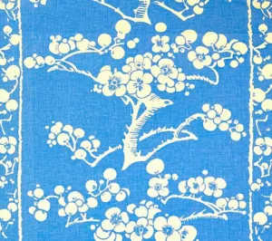 China Seas Fabric: Hawthorne - Custom French Blue on White Belgian Linen / Cotton