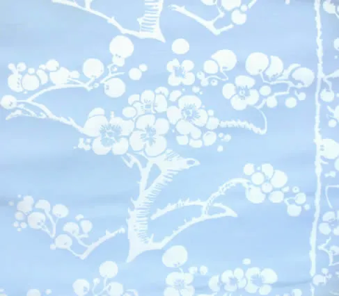 China Seas Fabric: Hawthorne - Custom Pale Blue on White Belgian Linen / Cotton