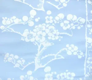 China Seas Fabric: Hawthorne - Custom Pale Blue on White Belgian Linen / Cotton