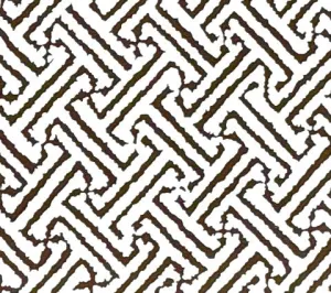 China Seas Fabric: Java Grande - Custom New Brown on White Belgian Linen / Cotton