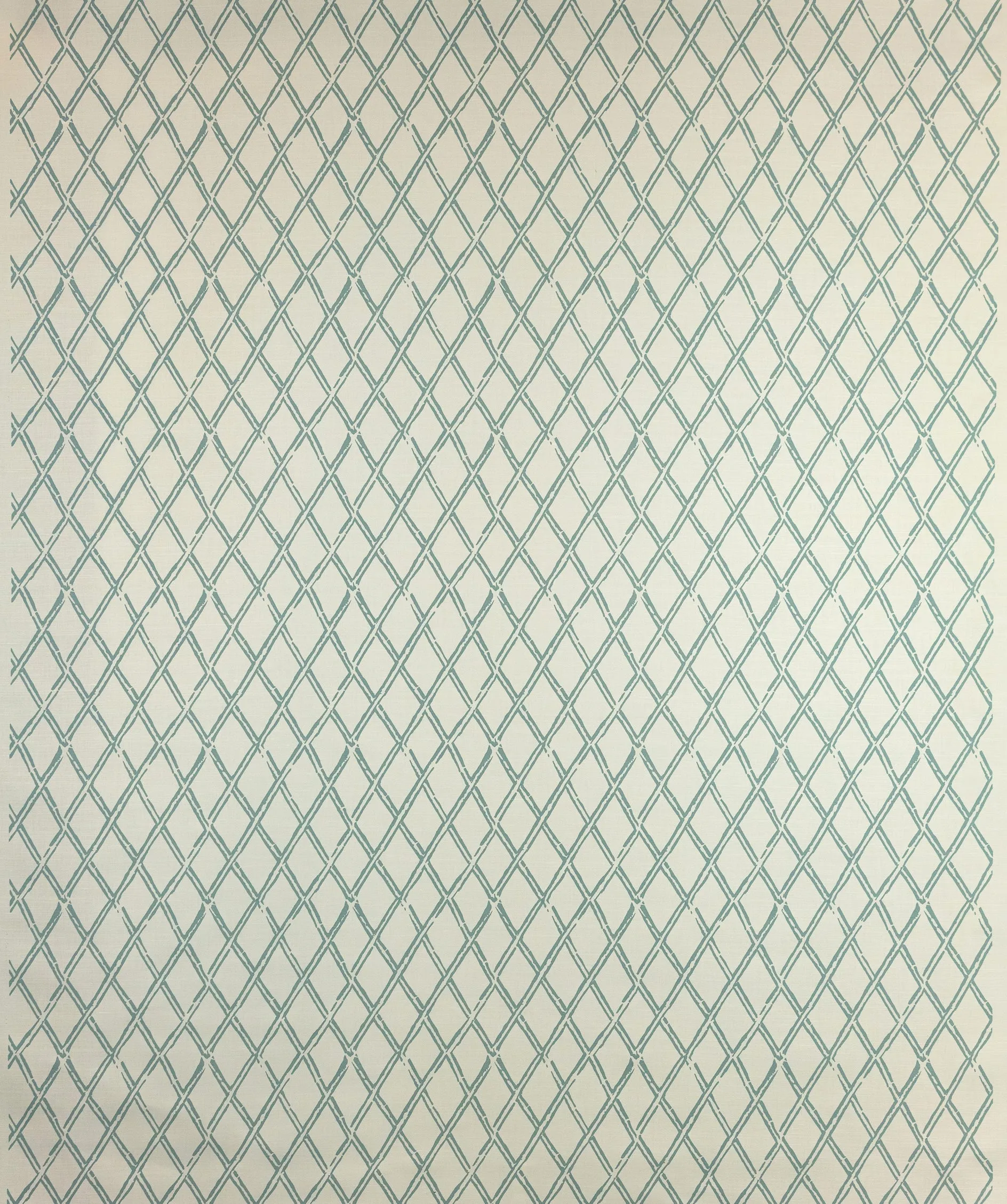 China Seas Fabric: Lyford Diamond Bamboo - Custom Mar Blue on Tinted Belgian Linen / Cotton