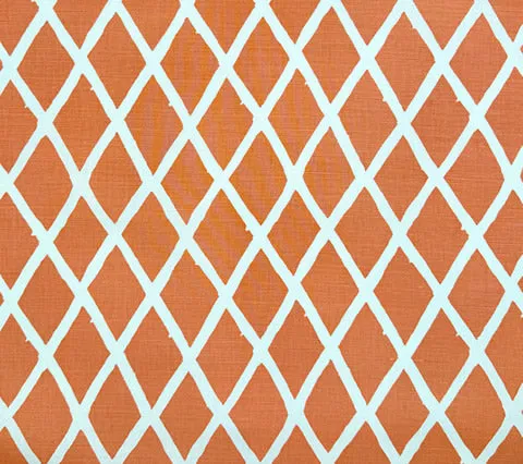 China Seas Fabric: Lyford Diamond Blotch - New Shrimp on Tinted Belgian Linen / Cotton