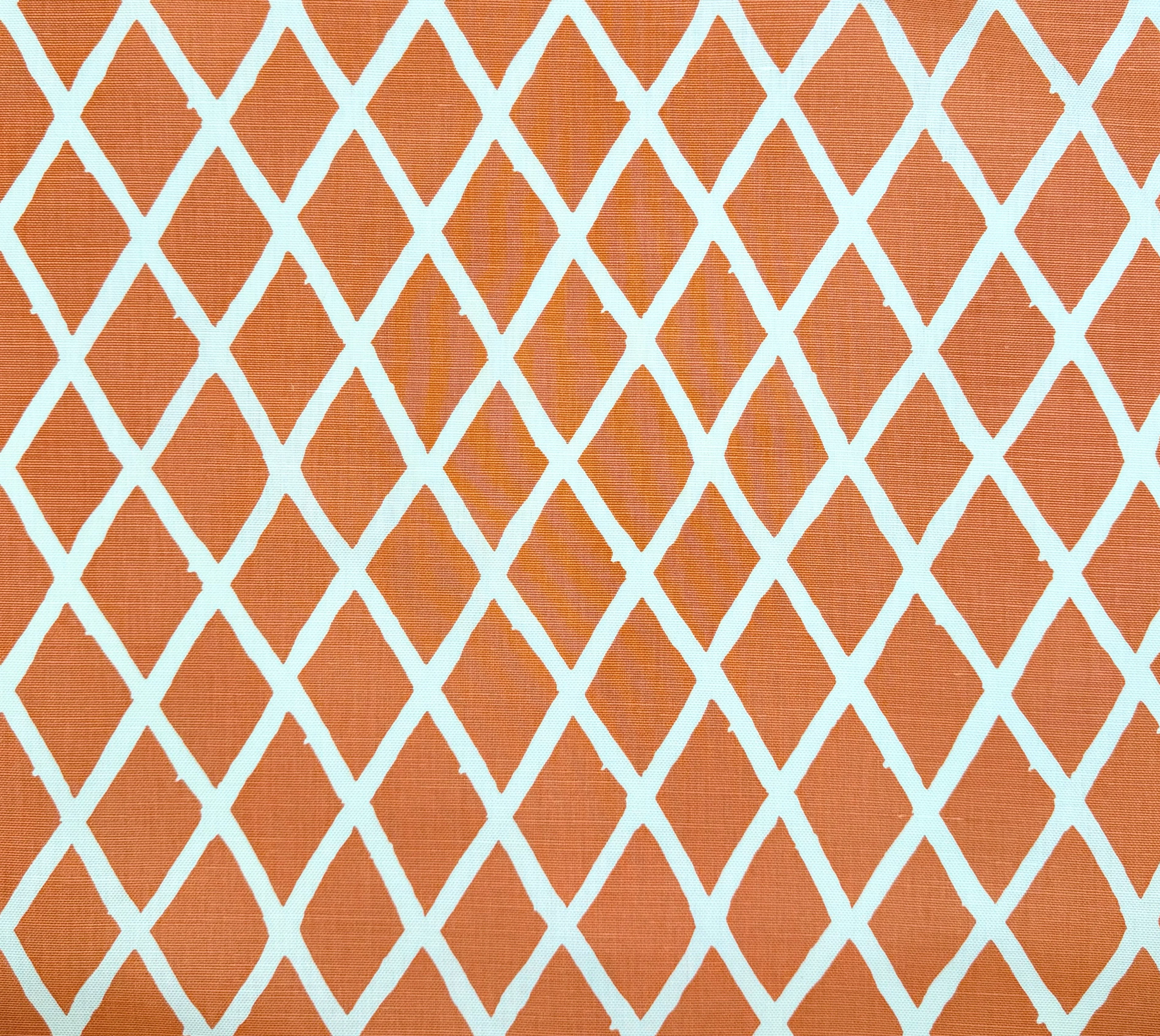 China Seas Fabric: Lyford Diamond Blotch - New Shrimp on Tinted Belgian Linen / Cotton