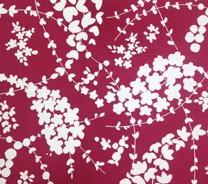China Seas Fabric: Lysette Reverse - Custom Dark Red on Tinted Belgian Linen / Cotton