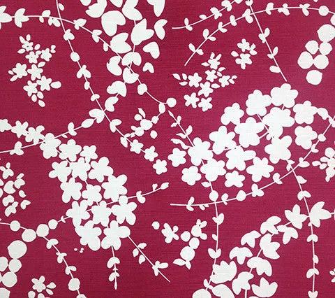 China Seas Fabric: Lysette Reverse - Custom Dark Red on Tinted Belgian Linen / Cotton